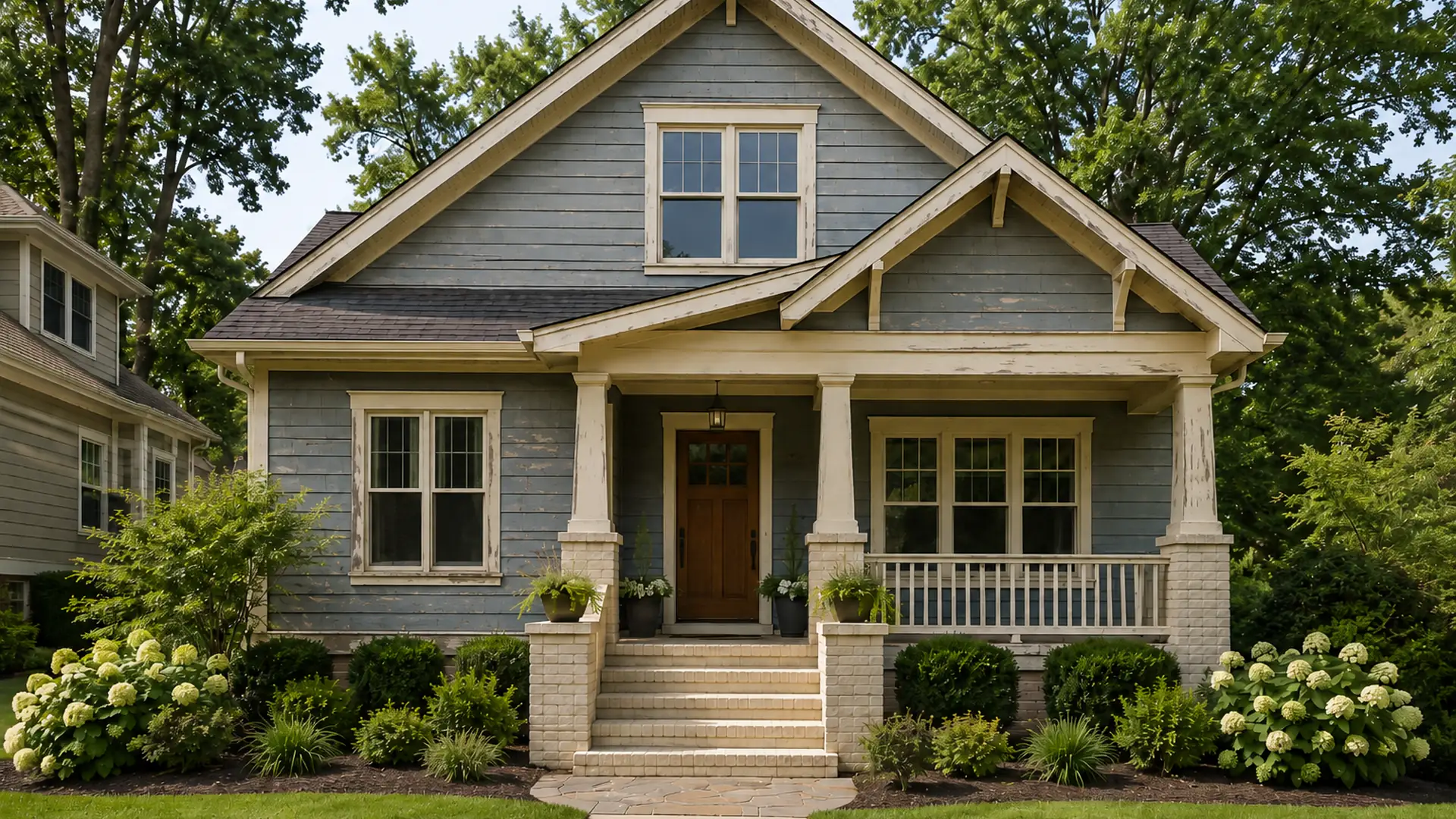 Second home exterior before a professional repaint by Roly Home Services