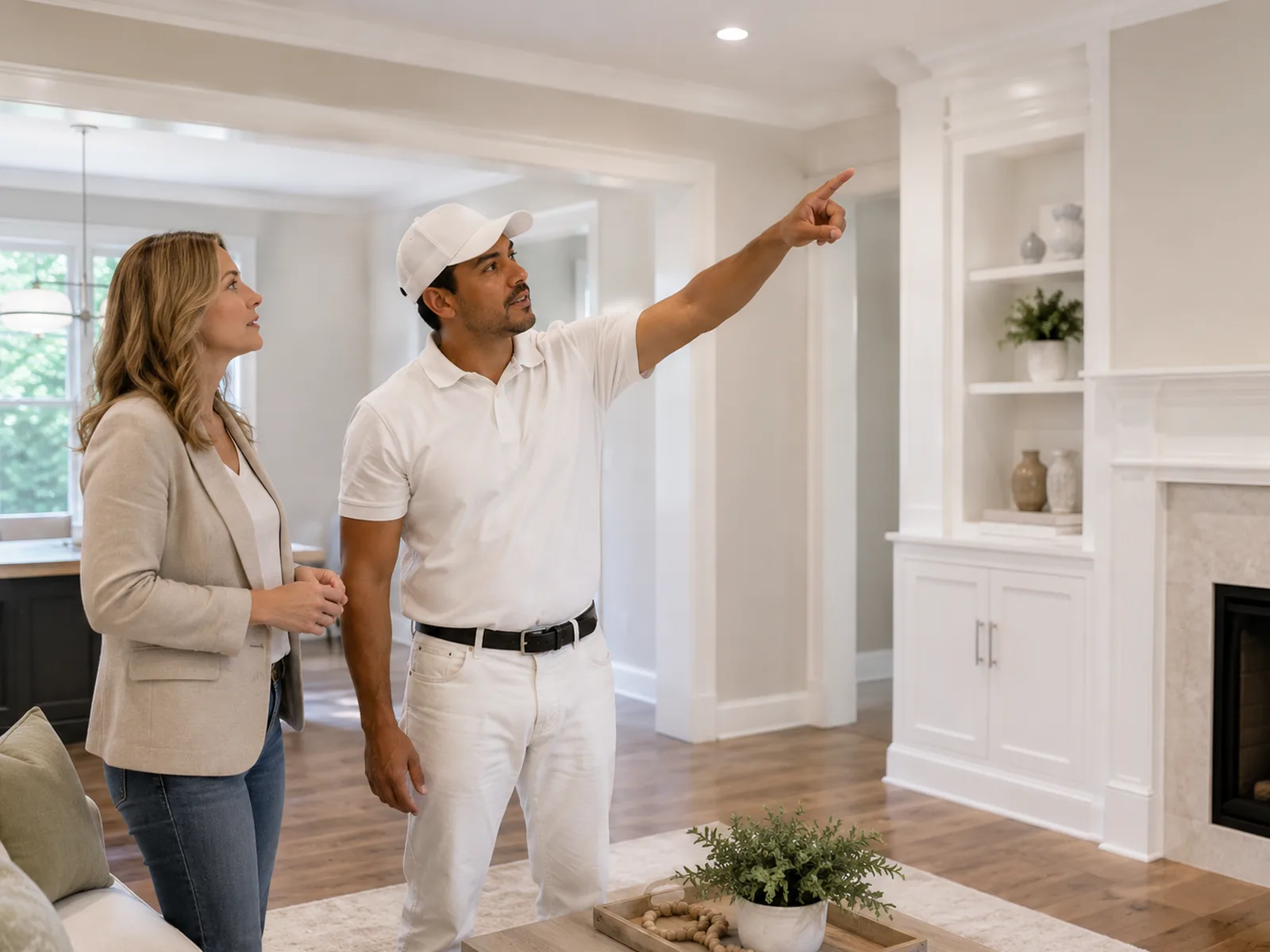 Roly walking a homeowner through the finished result